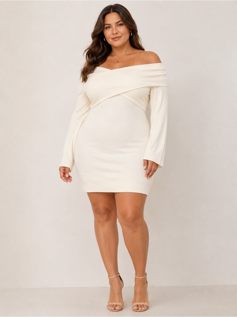 Abercrombie & Fitch Off Shoulder Knit Sweater Mini Dress